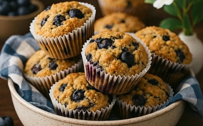 Whole Wheat Banana Blueberry Muffins