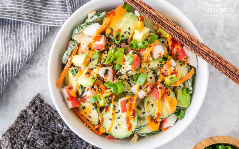 Quick California Roll Cucumber Salad