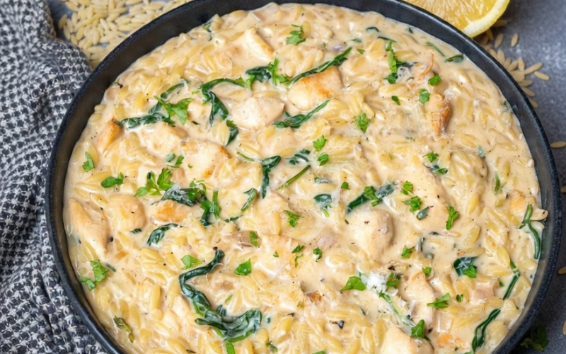 Healthy Creamy Chicken Orzo