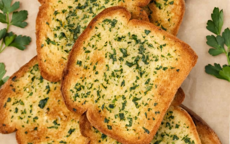 Garlic bread with sliced bread